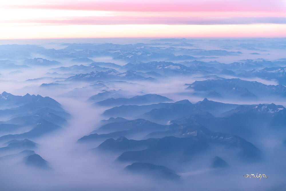 Misty Rocky Mountains at Sunrise