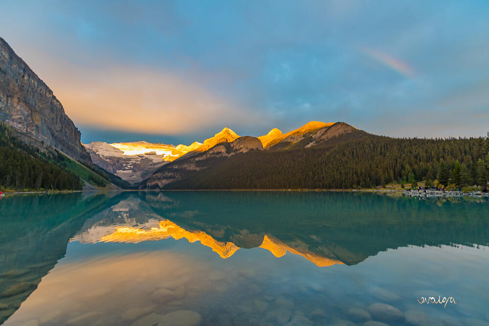 Rainbow and Sunrise of Lake Louise