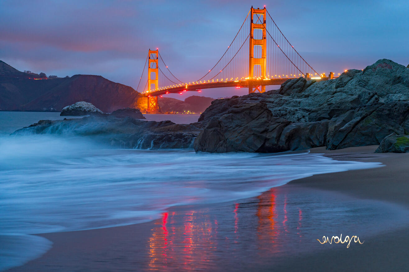 Golden Bridge at Blue Hour